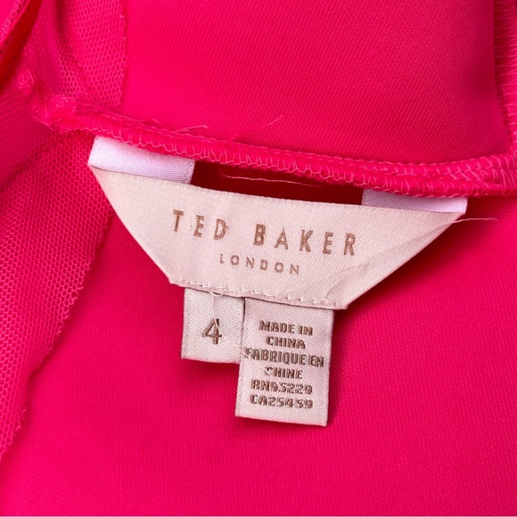 Ted Baker Sharlot Fit & Flare Pink Cap Sleeve Mesh Panel Dress | Size Medium - Picture 7 of 16